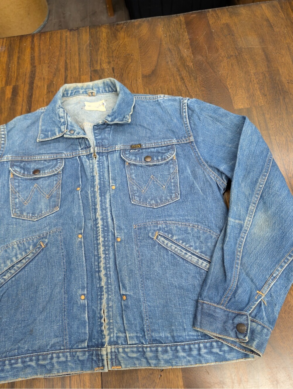 Wrangler Vintage 60s Denim Jacket Talon Zip Action Back L